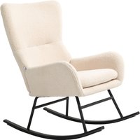 HOMCOM Fauteuil à bascule, chaise à bascule, avec assise de 10 cm d'épaisseur, pieds incurvés en acier, beige et noir