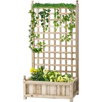 Outsunny Jardinière surélevée avec treillis pour plantes grimpantes Bac à fleurs Arche à rosiers pour Jardin Bois Naturel 64x28x120cm