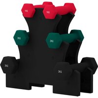 SPORTNOW Ensemble d'haltères hexagonale avec support d'haltères, pour la musculation, 2 x 1kg, 2 x 2kg, 2 x 3kg