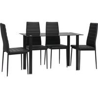 HOMCOM Ensemble de salle à manger 5 pièces, ensemble de sièges de table à manger avec 4 chaises, design moderne, table en verre, Noir