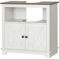 Aosom kleankin Meuble sous lavabo salle de bain meuble sous vasque niche et placard à portes doubles 60 x 30 x 60 cm blanc