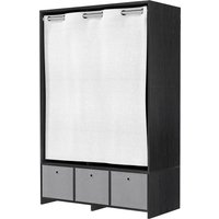 HOMCOM HOMCOM Kleiderschrank, Ankleidezimmer mit Vorhang, Kleiderschrank, Garderobe mit Stange, 3 Fächern und 3 herausnehmbaren Stoffschubladen - 105 x 48 x 160 cm, Schwarz Aosom
