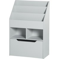 HOMCOM Bibliothèque étagère Multi-Rangement 3 étagères 2 niches Grand tiroir en bois Gris