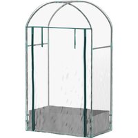 Outsunny Mini serre de jardin serre balcon avec sac de plantation et housse en plastique renforcé, porte enroulable, transparente