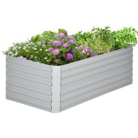 Outsunny Pot de plantation, Bac à fleurs pratique pour la plantation, le soin et l'entretien, Potager surélevé, Acier, Gris clair