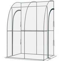 Outsunny Serre de Jardin adossée serre adossée 2 portes zippées enroulables acier PVC transparent
