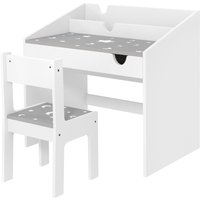 AIYAPLAY AIYAPLAY Kinder-Schreibtisch und Stuhl-Set für Kinder von 3-6 Jahren, Jungen- und Mädchen-Schreibtisch mit Stuhl, ausziehbare Schublade, Kinder-Tisch mit Stuhl für Schlafzimmer, Spielzimmer, Kindertag