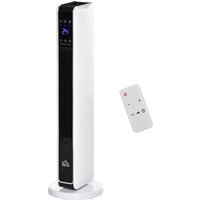 HOMCOM Chauffage électrique soufflant oscillant 1100/2200 W, céramique PTC, télécommande incluse, minuterie 8h, 21 x 21 x 73 cm