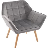 HOMCOM Fauteuil style scandinave dossier haut et accoudoirs, revêtement en polyester effet velours, 67 x 61,5 x 71 cm, gris