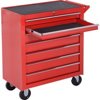 DURHAND Chariot à outils, 2 petits & 5 grands tiroirs, Acier, jusqu'à 150 kg, 69 x 33 x 75 cm, Rouge