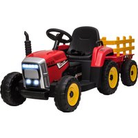 HOMCOM Tracteur électrique avec remorque amovible, pour enfants de 3 à 6 ans avec télécommande MP3 musique affichage lumières