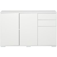 HOMCOM Buffet Commode Meuble, 2 Tiroirs, Push-Click, 117 cm x 36 cm x 74 cm, Blanc