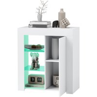 HOMCOM Buffet salon meuble de rangement avec éclairage LED RGB, étagères en verre réglables, di