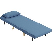 HOMCOM Fauteuil chauffeuse convertible 3 en 1 lit fauteuil lit 1 place dossier 5 positions en tissu avec coussin, bleu