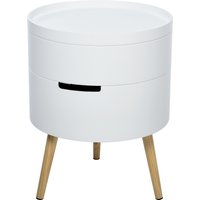 HOMCOM Tavolino da Caffè rotondo, 2 organizzatori centrali, Tavolino con Apertura a Rotazione e Vassoio Rimovibile in Legno Bianco Aosom