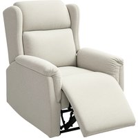 HOMCOM Fauteuil de relaxation, Fauteuil rembourré ajustable avec repose-pieds, inclinable à 160°, Aspect lin, Assemblage rapide, Beige