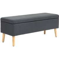 HOMCOM Banc rembourré avec espace de rangement, banquette-lit en lin, bois de caoutchouc, 110 x 39 x 45 cm, Gris foncé