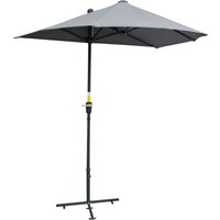 Outsunny 2 x 2 m Parasol Semi-Circulaire Parasol de Balcon avec Support en Polyester 100% Polyester Gris foncé