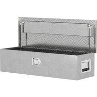 HOMCOM Boîte à outils pour remorque boîte de rangement en aluminium poignées larges et antidérapantes 99 x 33 x 25,5 cm argent