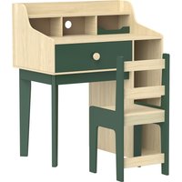 AIYAPLAY AIYAPLAY Kinder Schreibtisch und Stuhl Set für Kinder von 3 bis 10 Jahren, Schreibtisch für Jungen und Mädchen mit Stuhl, Regale und Schublade, Kindertisch mit Stuhl zum Lernen und Arbeiten, Naturholz