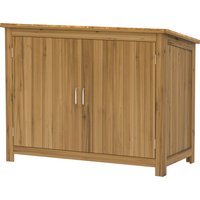 Outsunny Armoire de jardin en bois abri de jardin extérieur avec toit incliné, 2 étagères et 2 portes, 110 x 50 x 85 cm, marron
