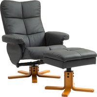 HOMCOM Fauteuil inclinable avec repose-pieds, dossier inclinable à 145°, pivotant à 360°, similicuir, Gris foncé