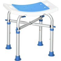 HOMCOM tabouret de douche chaise de bain, avec patins antidérapants, assise rembourrée confortable, idéal pour seniors, aluminium bleu Aosom France