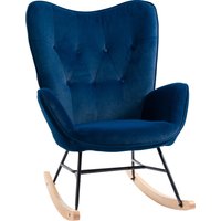HOMCOM Rocking Chair with Ear Wings Rocking Chair High Comfort Armrests Deep Seat Foam padding Velvet-Look Blue | Aosom Ireland