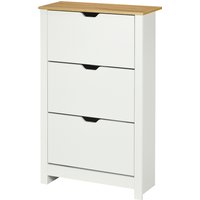 HOMCOM Armoire à chaussures étagère à chaussures, 3 compartiments, 18 paires de chaussures, 72 cm x 26 cm x 112 cm, Blanc + Marron