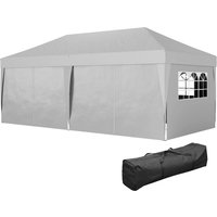 Outsunny Tonnelle de jardin exterieur tonnelle pliante 3 x 6 m avec 6 parois latérales, sac de transport inclus, gris