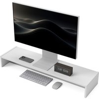HOMCOM Rehausseur écran PC bureau support d'écran d'ordinateur de 100 cm support moniteur avec deux compartiments, blanc