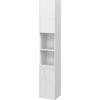 kleankin Badezimmer Hochschrank, hoher Aufbewahrungsschrank, glänzendes Finish, höhenverstellbare Regale, 2 Schränke und 2 Fächer, Aufbewahrungsregal für Badezimmer, 30 x 30 x 181,5 cm, weiß Aosom