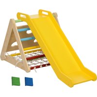 AIYAPLAY 5 en 1 Triangle d'escalade avec toboggan enfants parcours motricité - filet d'escalade, sacs de sable inclus