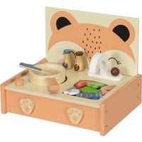 AIYAPLAY Mini-cuisine en bois jouet enfant avec 12 accessoires poêle spatule condiments fruits légumes - pour 3-5 ans -