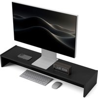 HOMCOM Rehausseur écran PC bureau support d'écran d'ordinateur de 100 cm support moniteur avec deux compartiments, noir