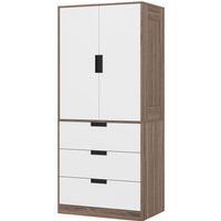 HOMCOM HOMCOM Kleiderschrank modernes Schlafzimmer Ankleidezimmer Erwachsene mit 3 Schubladen und Kleiderstange für Schlafzimmer, Maße 80 x 50 x 180 cm, braun Aosom