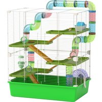 PawHut Grande cage pour hamsters cage pour rongeur 5 niveaux avec tunnels abreuvoir roue maisonnette échelles