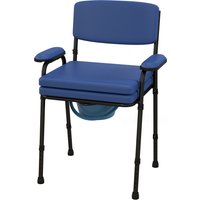 HOMCOM Chaise percée toilette multifonctions seau amovible hauteur réglable avec dossier siège et accoudoirs rembourrés bleu