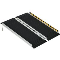 HOMCOM Rampa per Sedia a Rotelle Pieghevole in Alluminio con Deflettori e Adesivi, 91x73.6x5.1 cm, Nero Aosom