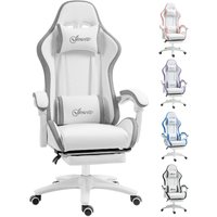 Vinsetto Racing Gaming Chair, Reclining PU Leather Computer Chair w/ 360 Degree Swivel Seat, Footrest, Headrest & Lumber, White Aosom UK