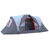 Outsunny Tente de camping familiale 5-6 pers. - grande porte + 3 fenêtres - dim. 4,55L x 2,3l x 1,8H m fibre verre polyester oxford gris