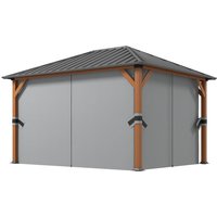 Outsunny Tonnelle de jardin avec toit rigide en métal galvanisé, Pergola aluminium, rideaux et moustiquaires, 3x4 m Aosom France