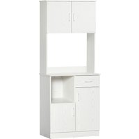 HOMCOM Buffet de cuisine armoire de cuisine multi-rangements 4 portes 1 tiroirs étagère + grand plateau 71 x 41 x 178 cm MDF blanc