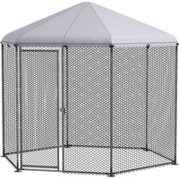 PawHut Enclos poulailler extérieur 5 m² parc grillagé dim. 2,8L x 2,45l x 2,46H - espace couvert - 5/8 poules
