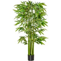 HOMCOM Bambou Artificiel XL 1,60H m 975 Feuilles denses réalistes Pot Inclus Noir Vert