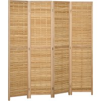 HOMCOM Paravent en bois séparateur de pièce closion de séparation pliable 4 panneaux en bambou 160 x 170 cm naturel clair
