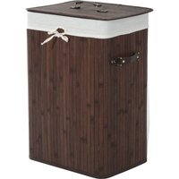 HOMCOM Wäschekorb mit Deckel 72L faltbarer Wäschesammler waschbarer Wäschesack aus Bambus mit Griffen Dunkelbraun 40x30x60cm Aosomde
