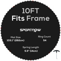 SPORTNOW Trampoline Replacement Jumping Mat, Includes Spring Pull Tool & 54 V-Hooks, Compatible with 10ft Frames & 14cm Springs Aosom UK