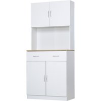 HOMCOM Credenza Cucina Moderno con Armadietti a 2 Ante e Cassetto, Mobile in Legno per Spazi Piccoli, 80x40x180cm, Bianco Aosom Italy