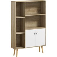 HOMCOM Bibliothèque meuble de rangement style scandinave dim. 80L x 23,5l x 123H cm 5 niches placard 2 portes pieds effilés inclinés